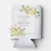 Fijne Gele Floral Sage Green Summer Weddenschap Blikjeskoeler (Achterkant)