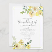 Fijne Gele Floral Sage Green Summer Weddenschap Kaart (Voorkant)