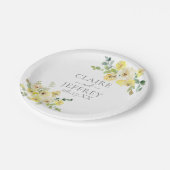 Fijne Gele Floral Sage Green Summer Weddenschap Papieren Bordje (Gekanteld)