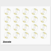 Fijne Gele Floral Sage Green Summer Weddenschap Ronde Sticker (Vel)