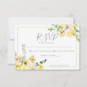 Fijne Gele Floral Sage Green Summer Weddenschap RSVP Kaartje (Voorkant)