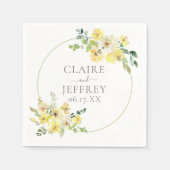 Fijne Gele Floral Sage Green Summer Weddenschap Servet (Voorkant)