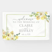 Fijne Gele Floral Sage Green Summer Weddenschap Spandoek (Horizontaal)