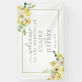 Fijne Gele Floral Sage Green Summer Weddenschap Spandoek (Verticaal)