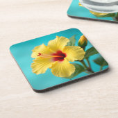 Fijne gele hibiscus bier onderzetter (Linkerzijde)