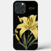 Fijne gele lelie monogram Case-Mate iPhone case (Achterkant)