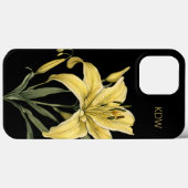 Fijne gele lelie monogram Case-Mate iPhone case (Achterkant (horizontaal))