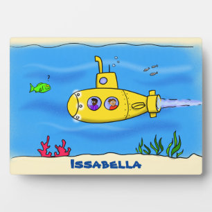 Fijne gele onderzeeër cartoon fotoplaat