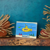 Fijne gele onderzeeër cartoon fotoplaat (Zijkant)