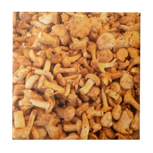 Fijne gele paddenstoelen tegeltje (Voorkant)