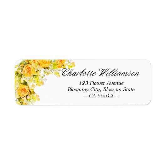 Fijne gele rozenpastelbloemen etiket (Voorkant)