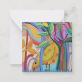 Fijne gele vogelkunst notitiekaartje (Voorkant)