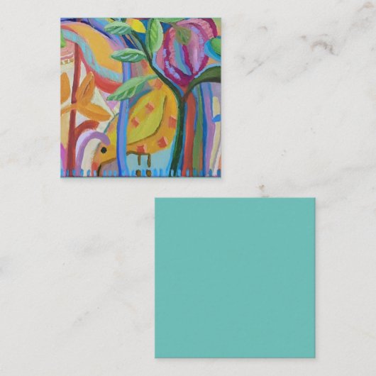 Fijne gele vogelkunst notitiekaartje (Voorkant / Achterkant)