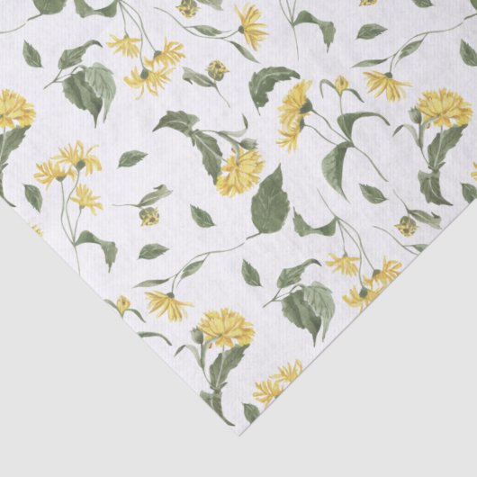 Fijne gele wildbloemen die papier verpakken (Detail)