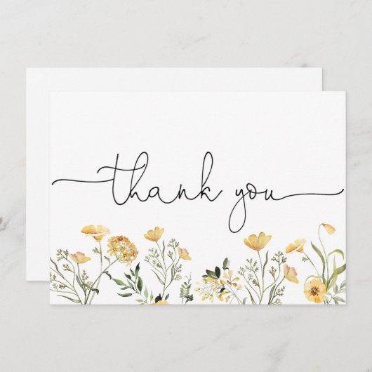 Fijne Gele Wilde Bloem Bedankkaart (Voorkant / Achterkant)