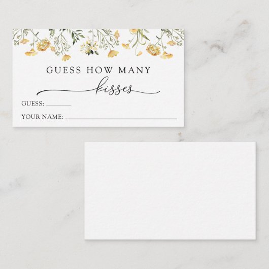 Fijne Gele Wilde Bloem Raad hoeveel Kissers Informatiekaartje (Voorkant / Achterkant)