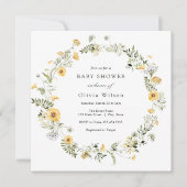 Fijne gele Wildflower Krans Baby shower Kaart (Voorkant)