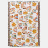 Fijne gele zonneschijn en boho-regenboogwaterverf deken (Voorkant Verticaal)