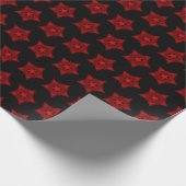 Fijne geometrische kunst rode ster zwarte feestdag cadeaupapier (Hoek)