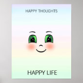 Fijne gezicht en vrolijke gedachten over pastelkle poster (Voorkant)