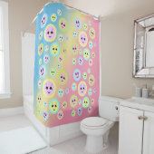 Fijne gezichten in pastel - leuk en leuk douchegordijn (In situ)
