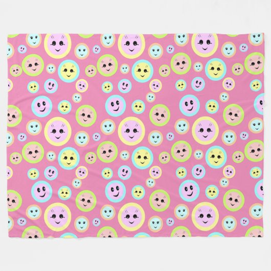 Fijne gezichten in pastel - leuk en leuk fleece deken (Voorkant (Horizontaal))