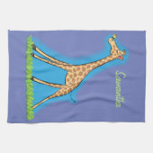 Fijne giraf met vlindercartoon theedoek (Horizontaal)