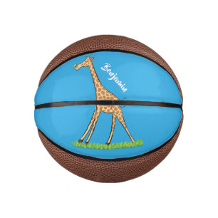 Fijne giraf met vlindervlieger cartoon basketbal