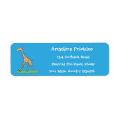 Fijne giraf met vlindervlieger cartoon etiket (Voorkant)