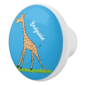 Fijne giraf met vlindervlieger cartoon keramische knop (Rechts)