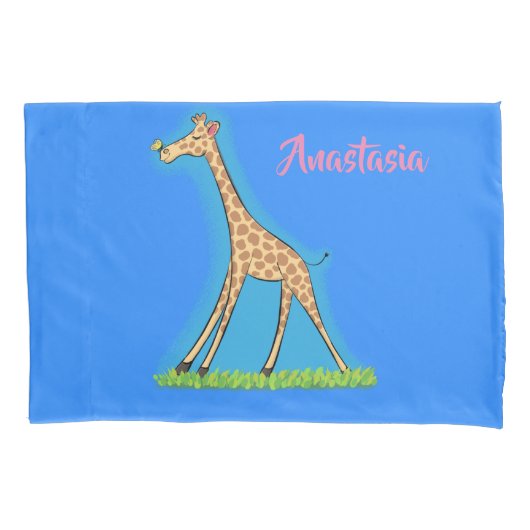 Fijne giraf met vlindervlieger cartoon kussensloop (Voorkant)