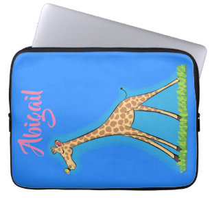Fijne giraf met vlindervlieger cartoon laptop sleeve