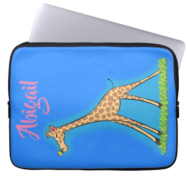 Fijne giraf met vlindervlieger cartoon laptop sleeve (Voorkant)