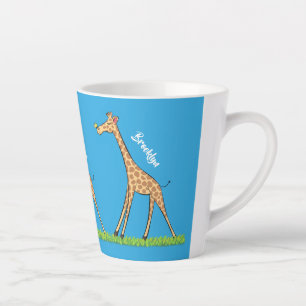 Fijne giraf met vlindervlieger cartoon latte mok