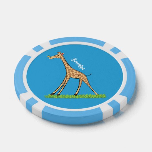 Fijne giraf met vlindervlieger cartoon poker chips (Enkel)