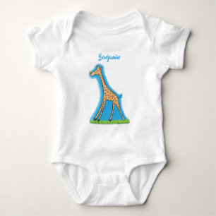 Fijne giraf met vlindervlieger cartoon romper