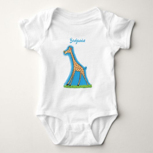 Fijne giraf met vlindervlieger cartoon romper (Voorkant)