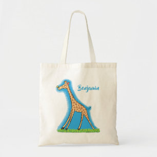 Fijne giraf met vlindervlieger cartoon tote bag