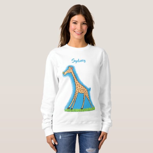 Fijne giraf met vlindervlieger cartoon trui (Voorkant volledig)