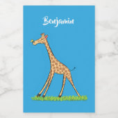 Fijne giraf met vlindervlieger cartoon voedselcontainer etiket (Enkel label)