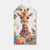 Fijne Giraffe met Cadeaus & Cake | Cadeaulabel (Voorkant)
