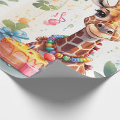 Fijne Giraffe met Cadeaus & Cake | Inpakpapier (Hoek)