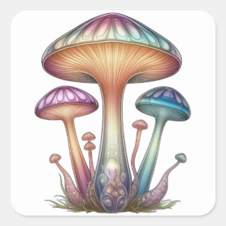 Fijne glazen paddenstoelen vierkante sticker