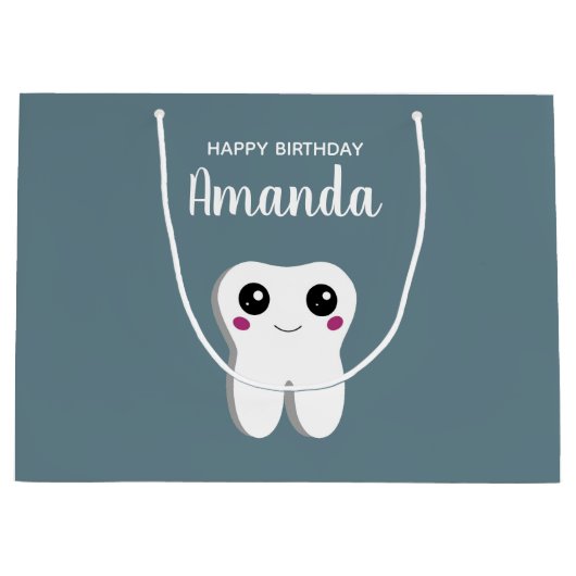 Fijne glimlach tandheelkundige Tooth Cute Birthday Groot Cadeauzakje (Voorkant)