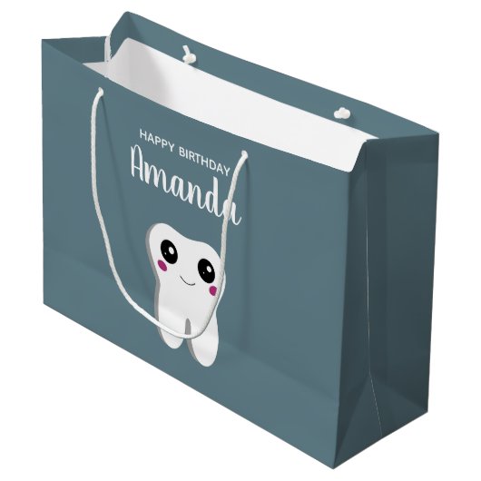 Fijne glimlach tandheelkundige Tooth Cute Birthday Groot Cadeauzakje (Voorkant Gekanteld)