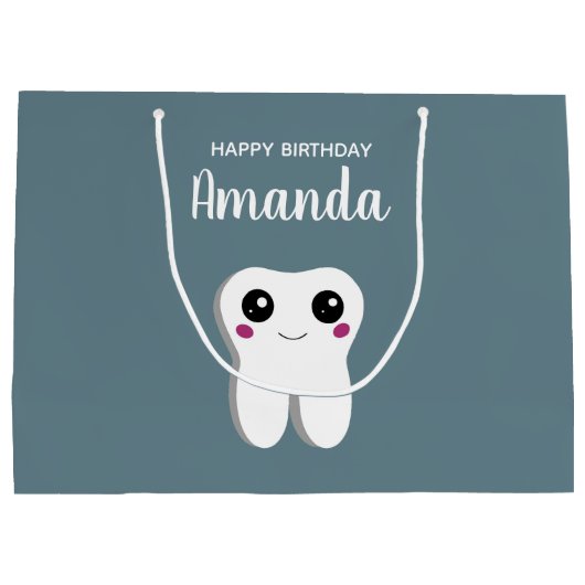 Fijne glimlach tandheelkundige Tooth Cute Birthday Groot Cadeauzakje (Achterkant)