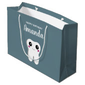 Fijne glimlach tandheelkundige Tooth Cute Birthday Groot Cadeauzakje (Achterkant Gekanteld)