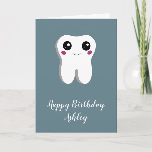 Fijne glimlach tandheelkundige Tooth Cute Birthday Kaart (Voorkant)