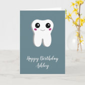 Fijne glimlach tandheelkundige Tooth Cute Birthday Kaart (Gele Bloem)