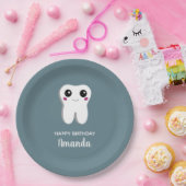 Fijne glimlach tandheelkundige Tooth Cute Birthday Papieren Bordje (Feest)